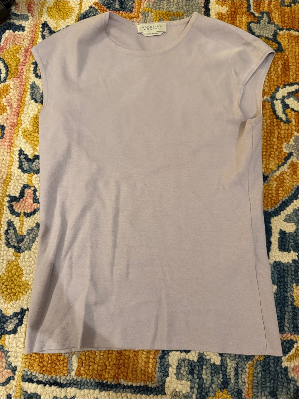 NWOT Gabriela Hearst Soft Lavender Cap-Sleeve Knit Top SZ M